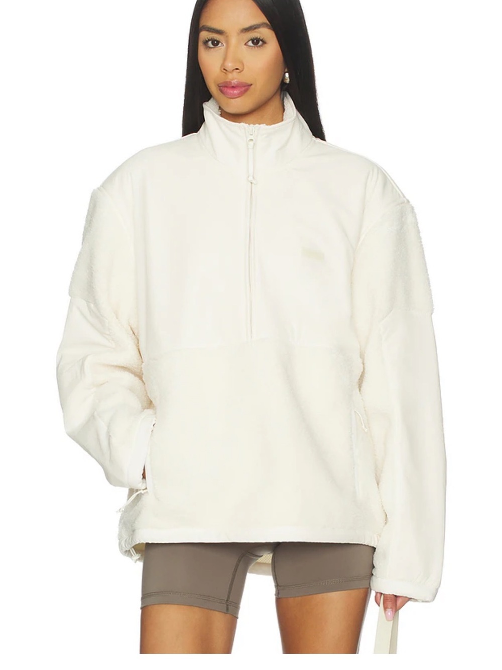 NWT SKIMS Teddy Half Zip Up Pullover in Ecru oversized size xxs